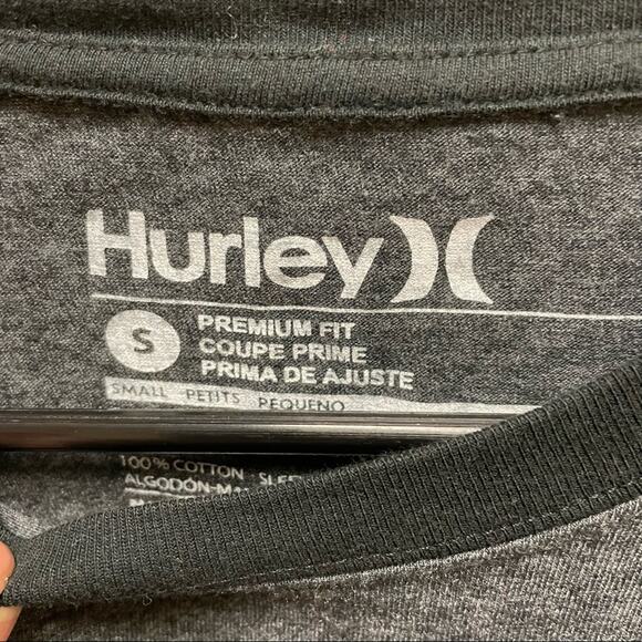 Hurley Gray & Black Y2K Baseball Tshirt with Camo Front Pocket Men’s Small - Picture 3 of 5